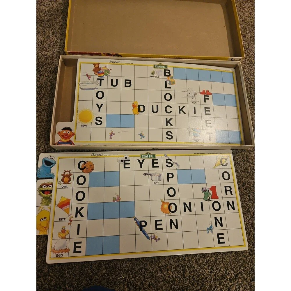 Vintage 1992 Sesame Street Scrabble by Milton Bradley Jim Henson Board Game